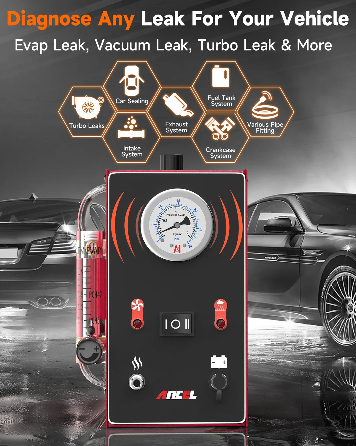 ANCEL S300 Automotive Smoke Machine EVAP Smoke Leak Detector for Car Motorcycle Vacuum Tester Oil Fuel Pipe Leakage Locator