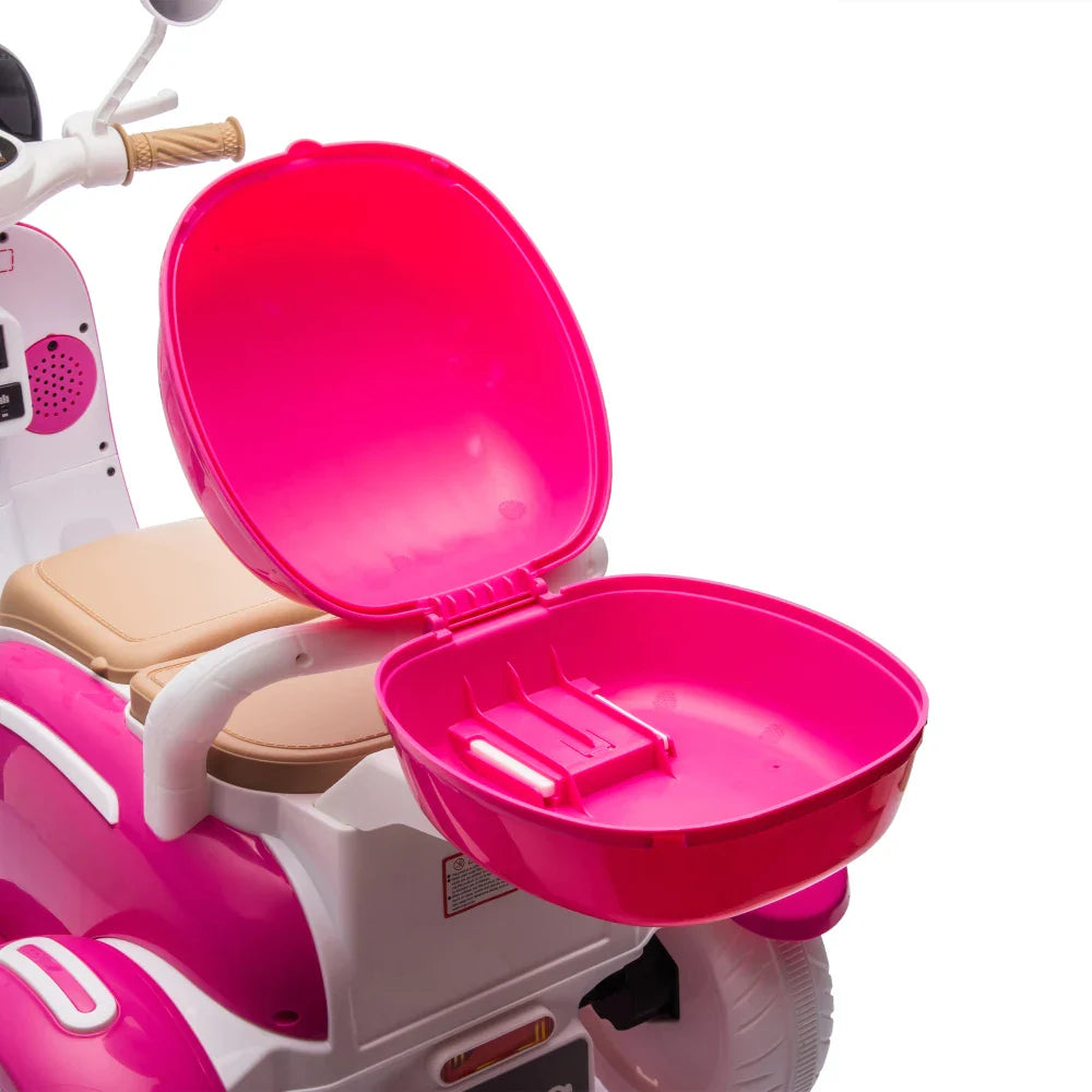 12V Two-seater Kids Ride On Electric Motorcycle,Three Wheels Kids toy with Slow Start,Multi-function player,USB,Bluetooth, light