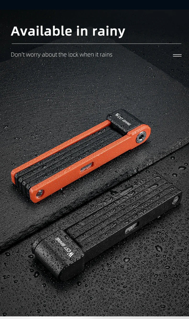 WEST BIKING Anti-Theft Bicycle Folding Lock Portable Motorcycle Electric Scooter Safety Lock High Security Waterproof Bike Lock