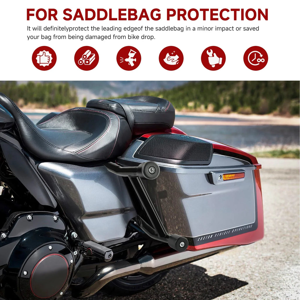 Motorcycle Hnadlebar Rear Performance Bagger Saddlebag Guard Crash Bar for Street Road Glide Touring 14-24 Stainless Steel