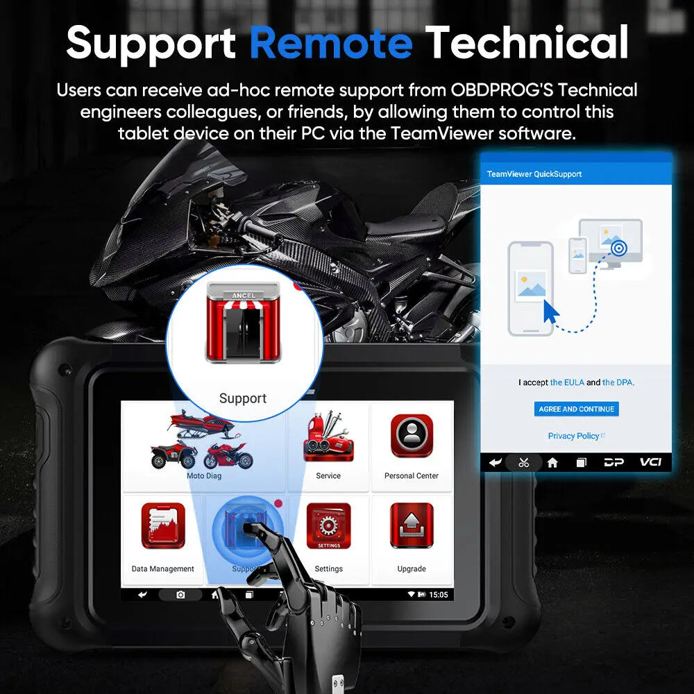 ANCEL MT700 Motorcycle Diagnostic Tool All System Oil Reset ABS Bleeding ECU Coding Active Test OBD 2 Motorcycle Scanner