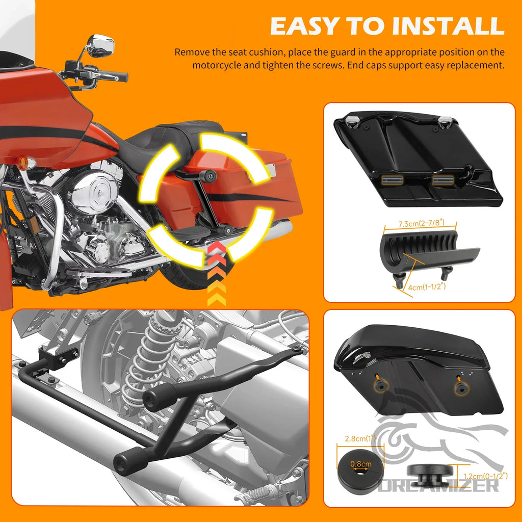 Motorcycle Hnadlebar Rear Performance Bagger Saddlebag Guard Crash Bar for Street Road Glide Touring 14-24 Stainless Steel
