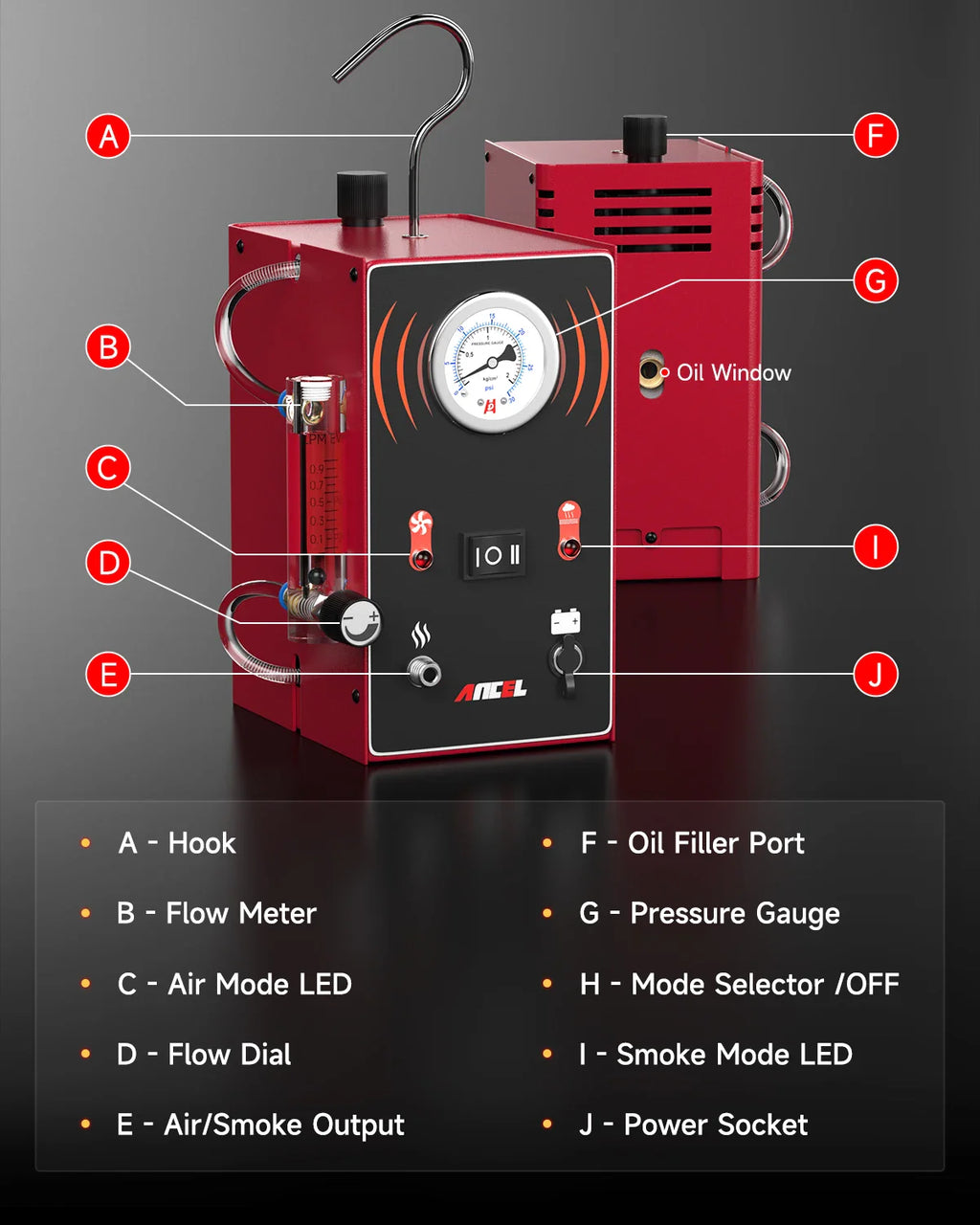 ANCEL S300 Automotive Smoke Machine EVAP Smoke Leak Detector for Car Motorcycle Vacuum Tester Oil Fuel Pipe Leakage Locator