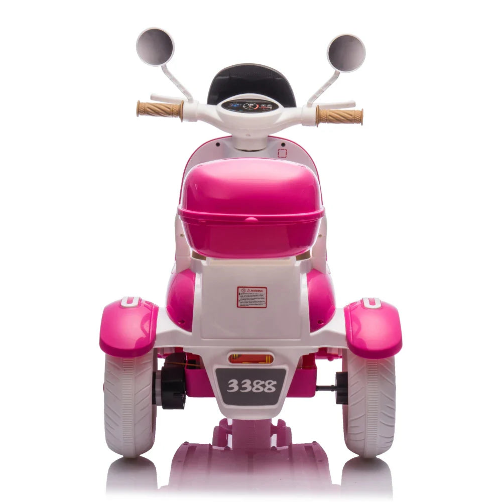 12V Two-seater Kids Ride On Electric Motorcycle,Three Wheels Kids toy with Slow Start,Multi-function player,USB,Bluetooth, light