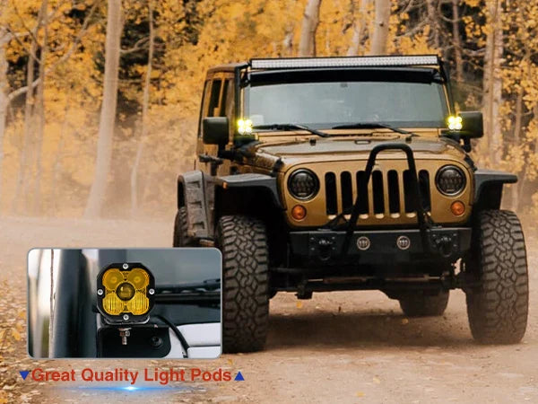 3 inch Yellow LED Fog Light Pods for Jeep Offroad Trucks Pickup Motorcycle Amber Ditch/Rear Chasing/A-Pillar Lights 3000K 2PCS