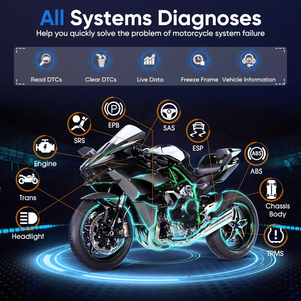 ANCEL MT700 Motorcycle Diagnostic Tool All System Oil Reset ABS Bleeding ECU Coding Active Test OBD 2 Motorcycle Scanner