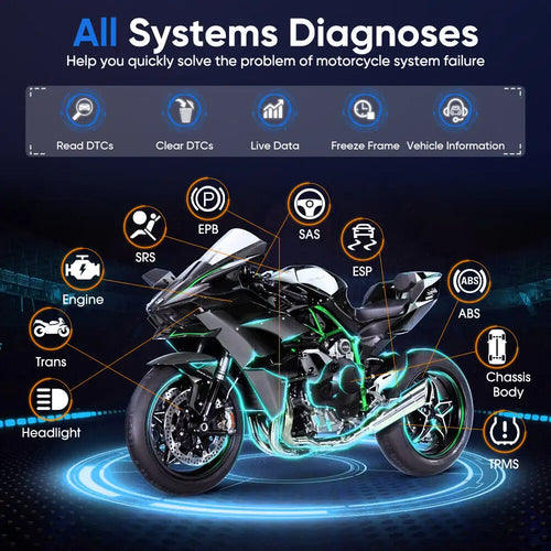 ANCEL MT700 Motorcycle Diagnostic Tool All System Oil Reset ABS Bleeding ECU Coding Active Test OBD 2 Motorcycle Scanner