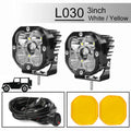 3 inch Yellow LED Fog Light Pods for Jeep Offroad Trucks Pickup Motorcycle Amber Ditch/Rear Chasing/A-Pillar Lights 3000K 2PCS