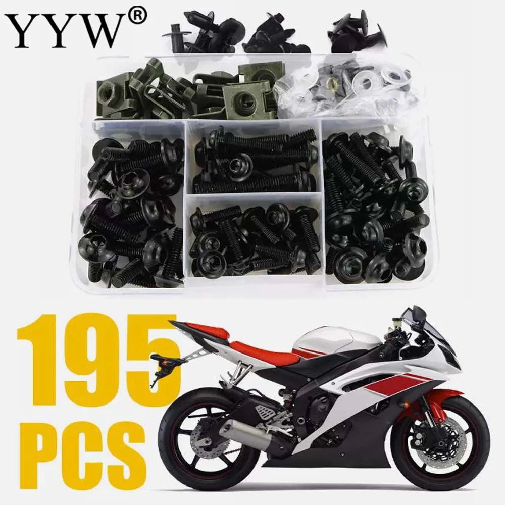 195PCS Universal Motorcycle Bodywork Complete Fairing Bolts Screw Nuts Kit For Kawasaki Ducati Aprilia Honda YAMAHA YZF Suzuki
