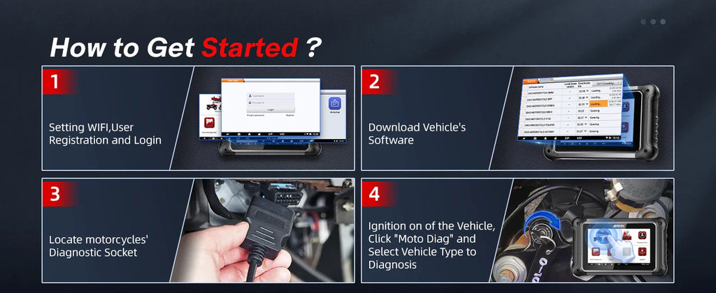 ANCEL MT700 Motorcycle Diagnostic Tool All System Oil Reset ABS Bleeding ECU Coding Active Test OBD 2 Motorcycle Scanner