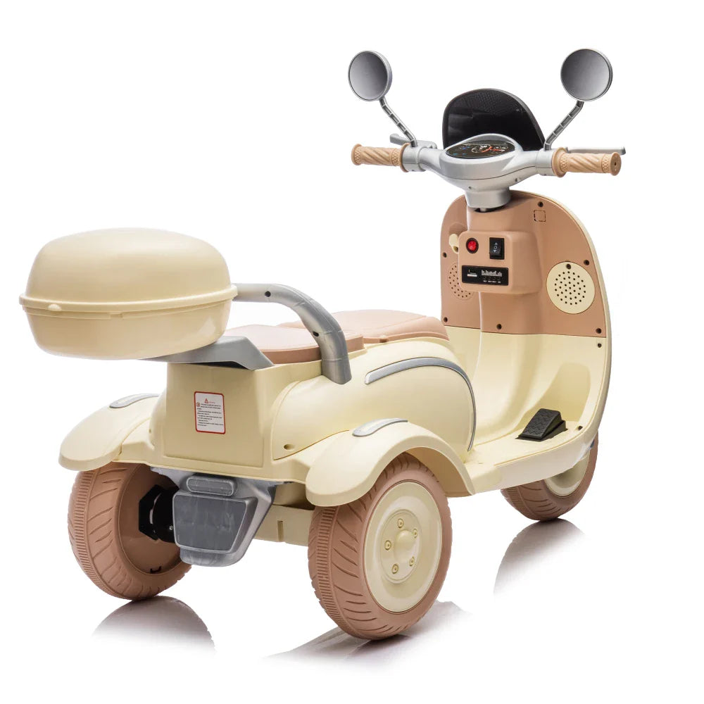 12V Two-seater Kids Ride On Electric Motorcycle,Three Wheels Kids toy with Slow Start,Multi-function player,USB,Bluetooth, light