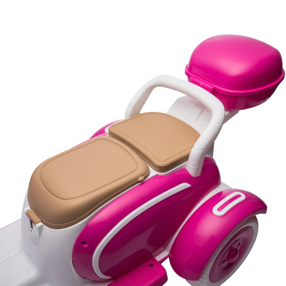 12V Two-seater Kids Ride On Electric Motorcycle,Three Wheels Kids toy with Slow Start,Multi-function player,USB,Bluetooth, light