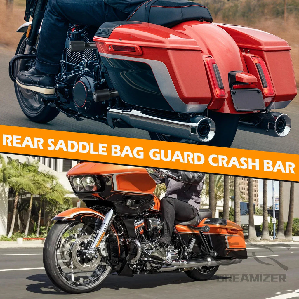 Motorcycle Hnadlebar Rear Performance Bagger Saddlebag Guard Crash Bar for Street Road Glide Touring 14-24 Stainless Steel
