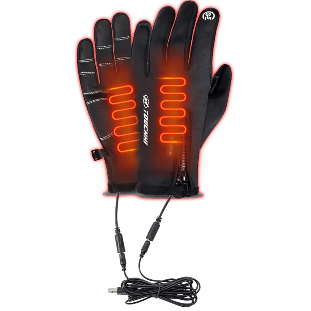 USB Touch Screen Gloves Winter Warm Electric Heated Gloves Heated Motorcycle Gloves Windproof Heated Gloves for Women Men