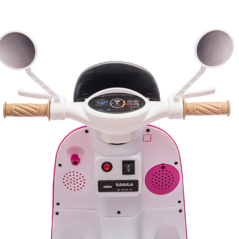 12V Two-seater Kids Ride On Electric Motorcycle,Three Wheels Kids toy with Slow Start,Multi-function player,USB,Bluetooth, light