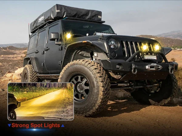 3 inch Yellow LED Fog Light Pods for Jeep Offroad Trucks Pickup Motorcycle Amber Ditch/Rear Chasing/A-Pillar Lights 3000K 2PCS