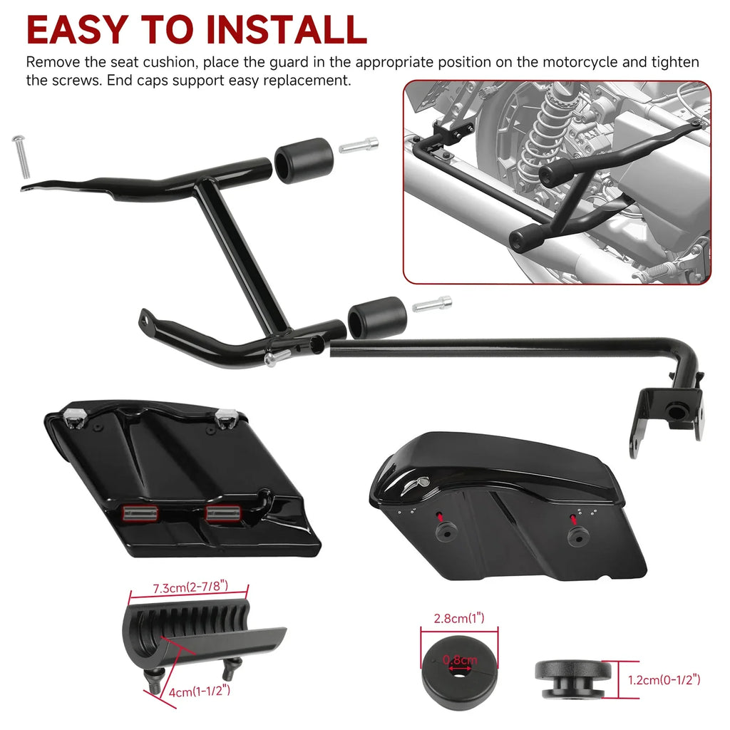 Motorcycle Hnadlebar Rear Performance Bagger Saddlebag Guard Crash Bar for Street Road Glide Touring 14-24 Stainless Steel