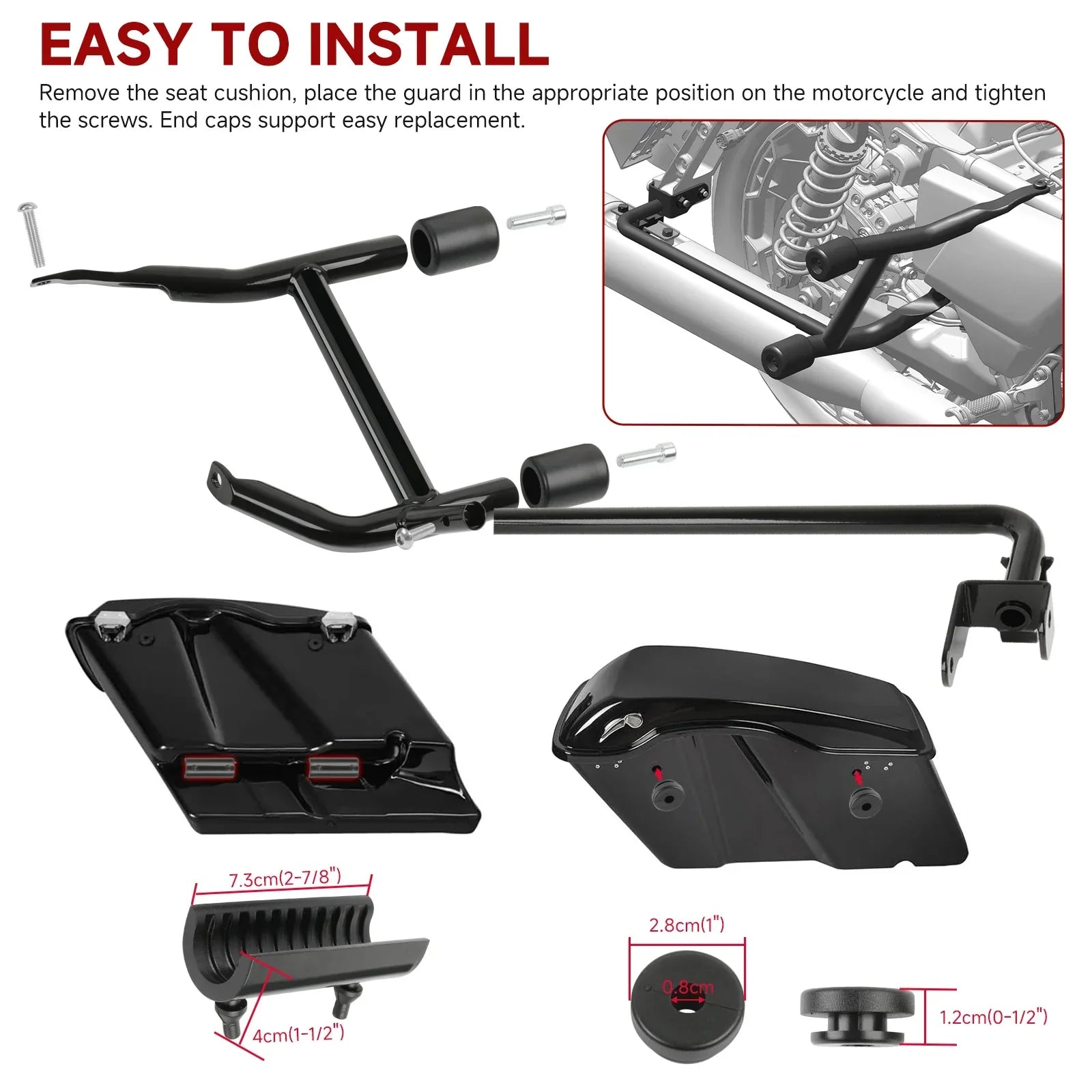 Motorcycle Hnadlebar Rear Performance Bagger Saddlebag Guard Crash Bar for Street Road Glide Touring 14-24 Stainless Steel