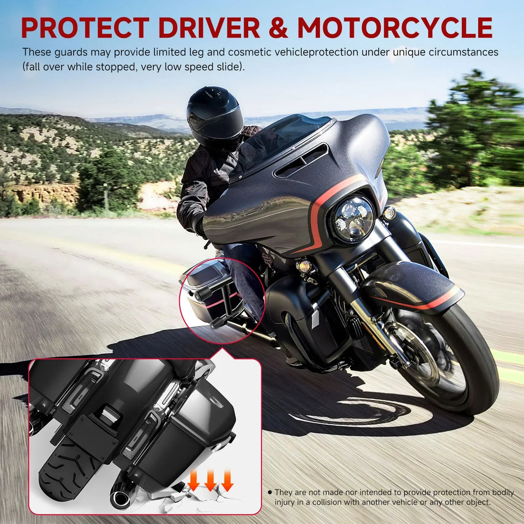 Motorcycle Hnadlebar Rear Performance Bagger Saddlebag Guard Crash Bar for Street Road Glide Touring 14-24 Stainless Steel
