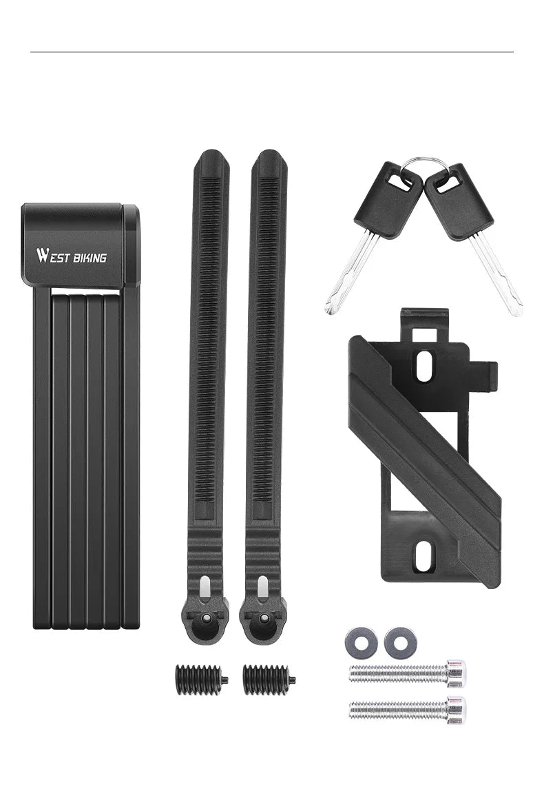 WEST BIKING Anti-Theft Bicycle Folding Lock Portable Motorcycle Electric Scooter Safety Lock High Security Waterproof Bike Lock