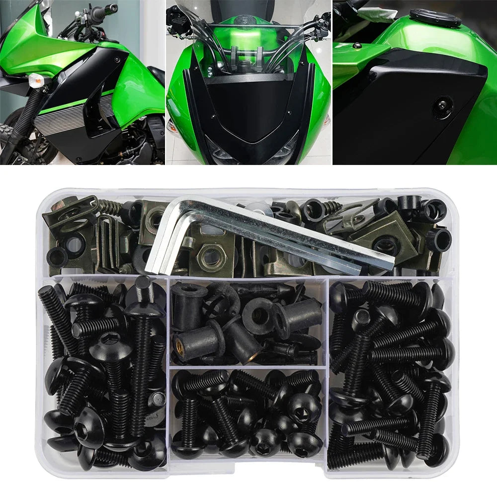 195PCS Universal Motorcycle Bodywork Complete Fairing Bolts Screw Nuts Kit For Kawasaki Ducati Aprilia Honda YAMAHA YZF Suzuki