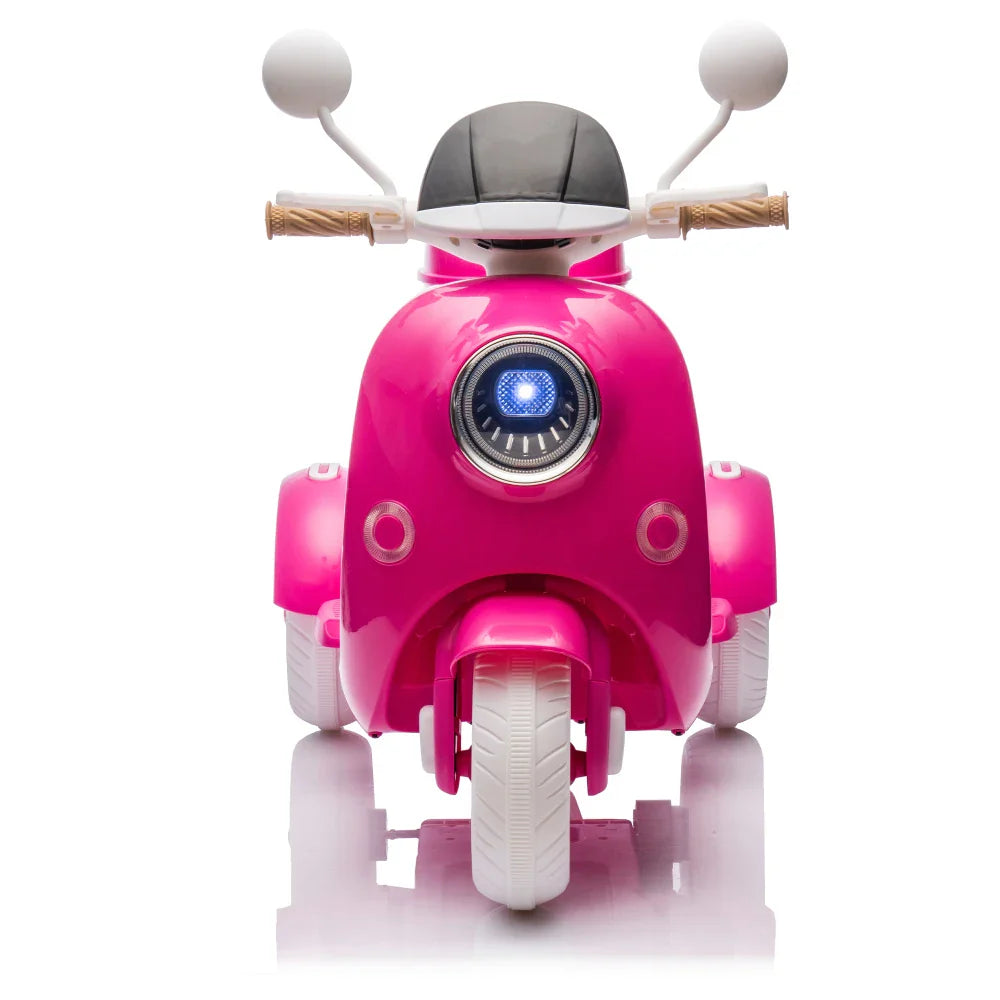12V Two-seater Kids Ride On Electric Motorcycle,Three Wheels Kids toy with Slow Start,Multi-function player,USB,Bluetooth, light