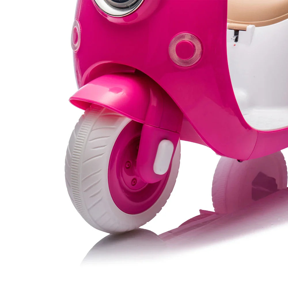 12V Two-seater Kids Ride On Electric Motorcycle,Three Wheels Kids toy with Slow Start,Multi-function player,USB,Bluetooth, light