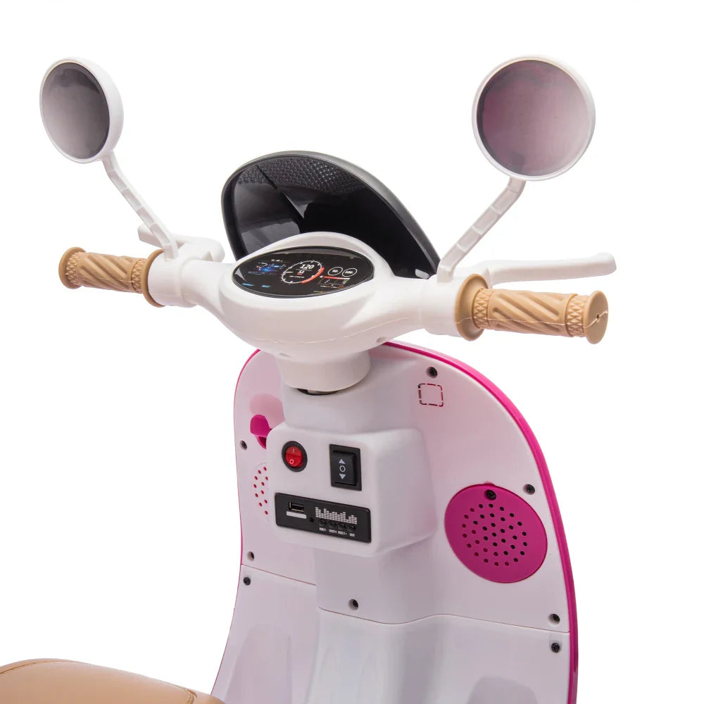 12V Two-seater Kids Ride On Electric Motorcycle,Three Wheels Kids toy with Slow Start,Multi-function player,USB,Bluetooth, light