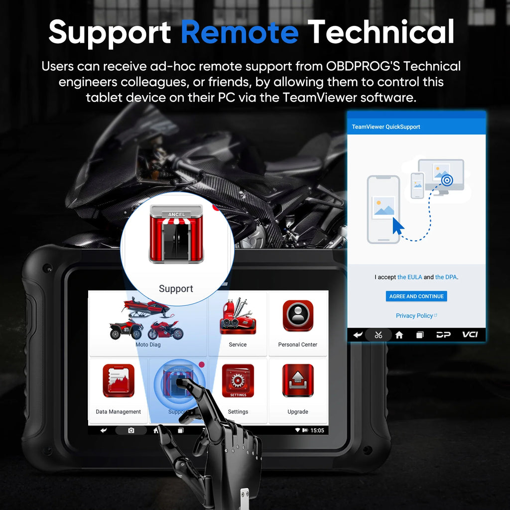 ANCEL MT700 Motorcycle Diagnostic Tool All System Oil Reset ABS Bleeding ECU Coding Active Test OBD 2 Motorcycle Scanner